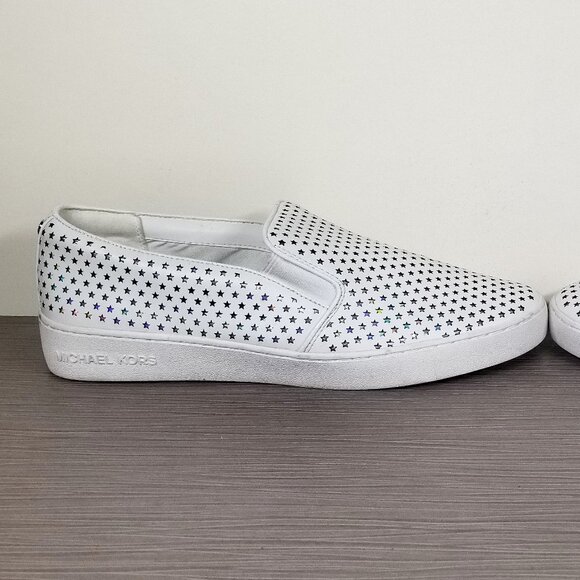 Michael Kors Perforated Star Leather Slip on shoes, White, Womens Size 10 M / 41 - Picture 6 of 12